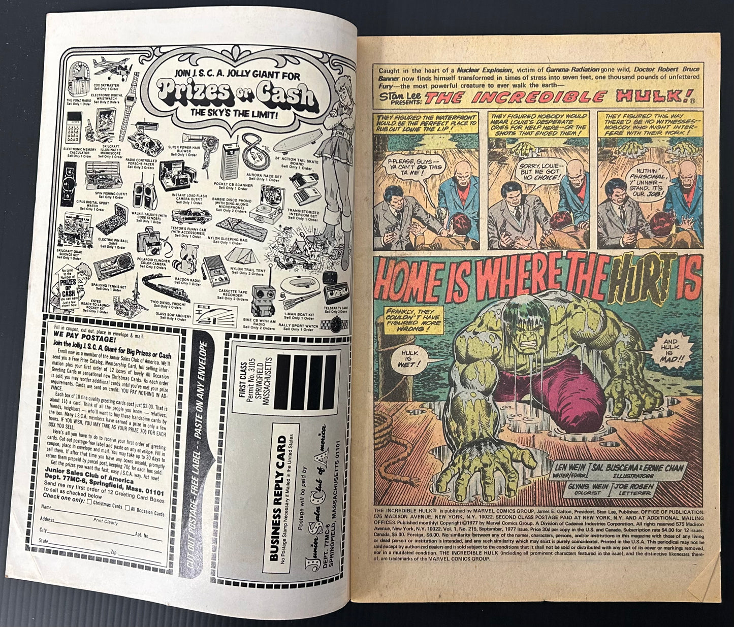 THE INCREDIBLE HULK #215 [MARVEL COMICS] NEWSSTAND 1977 FN-