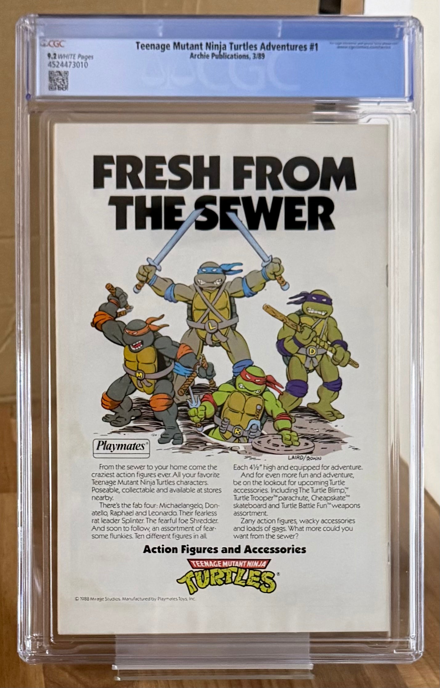 🔑 TEENAGE MUTANT NINJA TURTLES ADVENTURES #1 CGC 9.2 [ARCHIE COMICS] 1989
