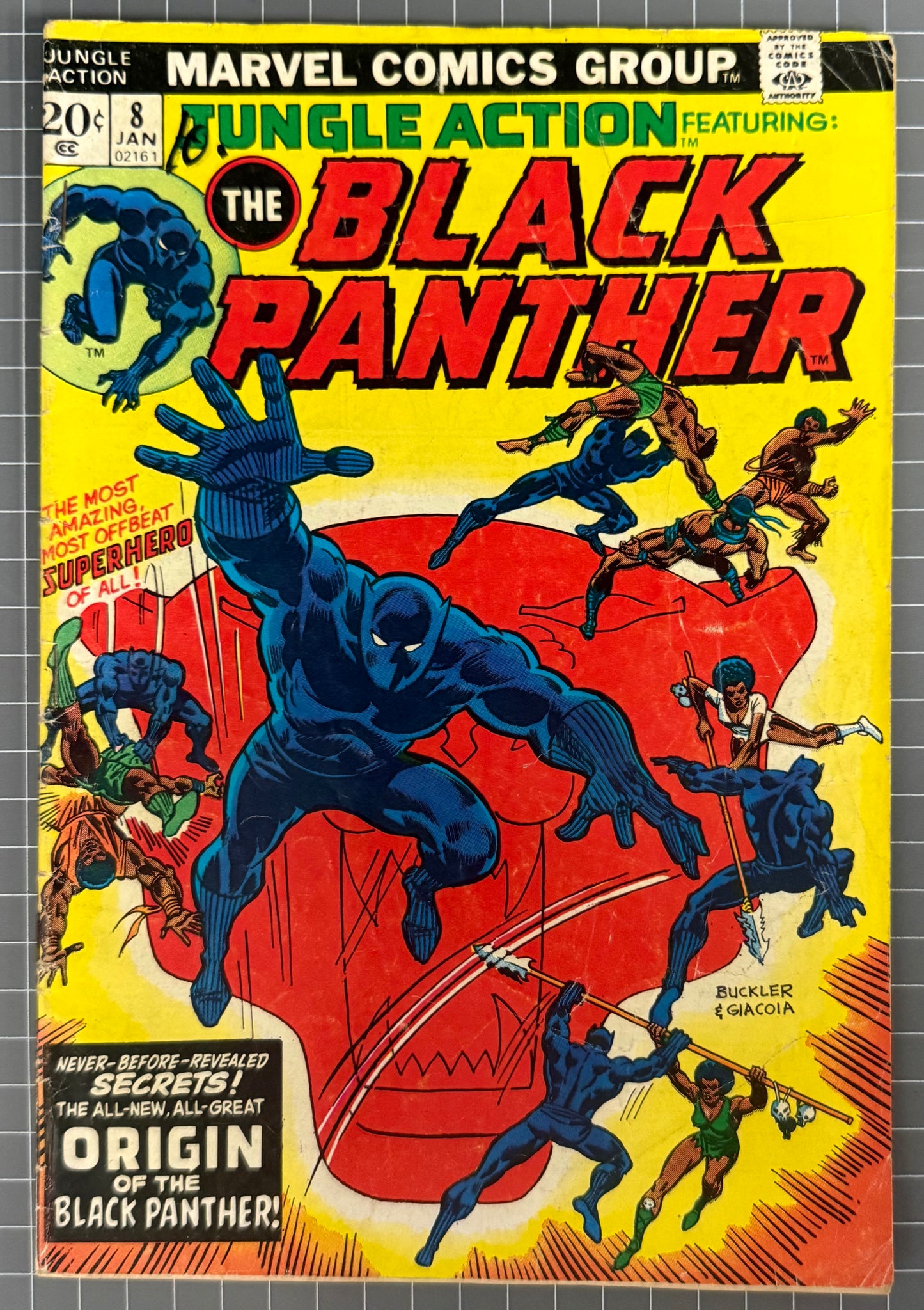 🔑 JUNGLE ACTION #8 [MARVEL COMICS] *ORIGIN BLACK PANTHER* 1974 GD