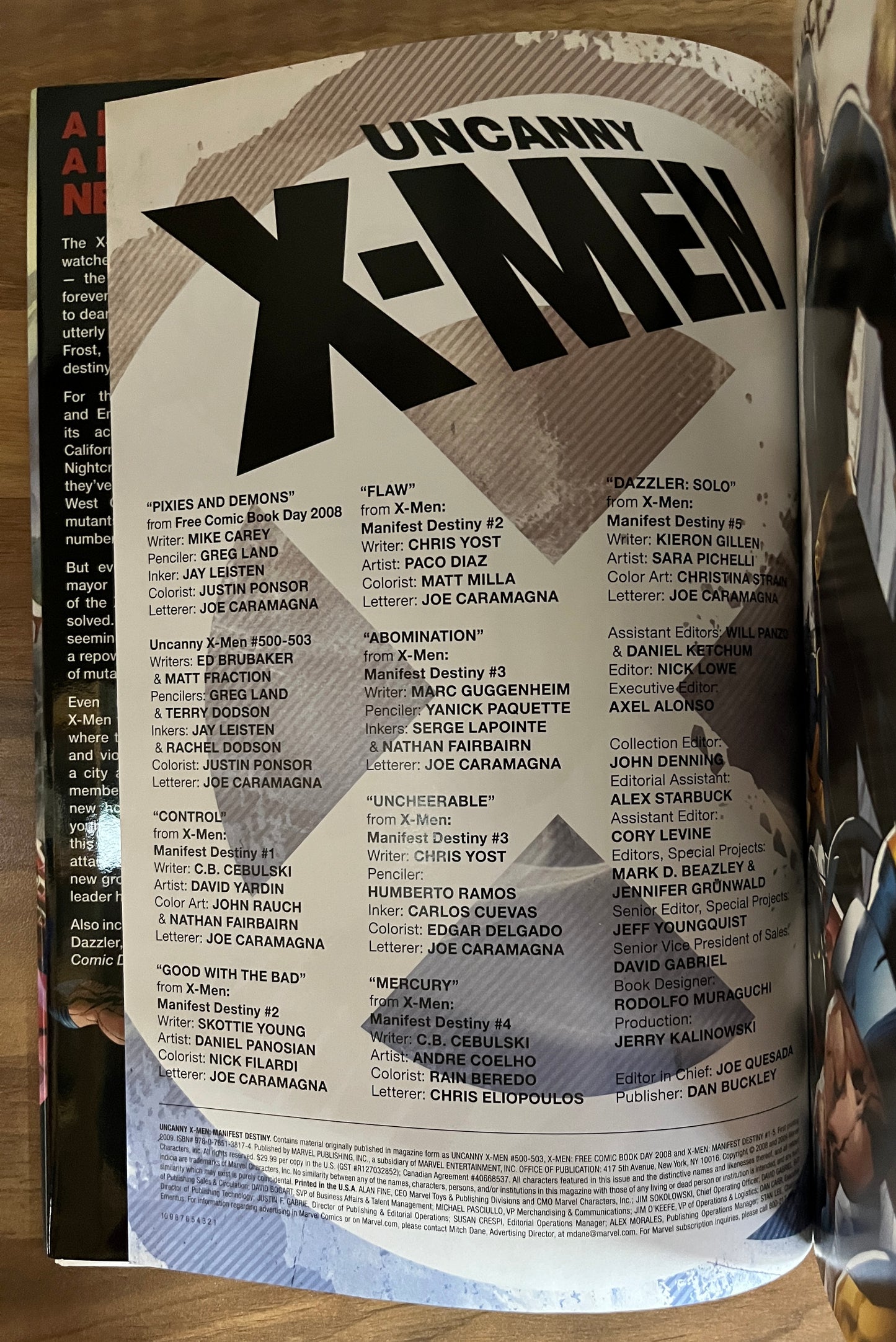 Uncanny X-Men Manifest Destiny by Ed Brubaker HC/DJ, 1st Print Marvel