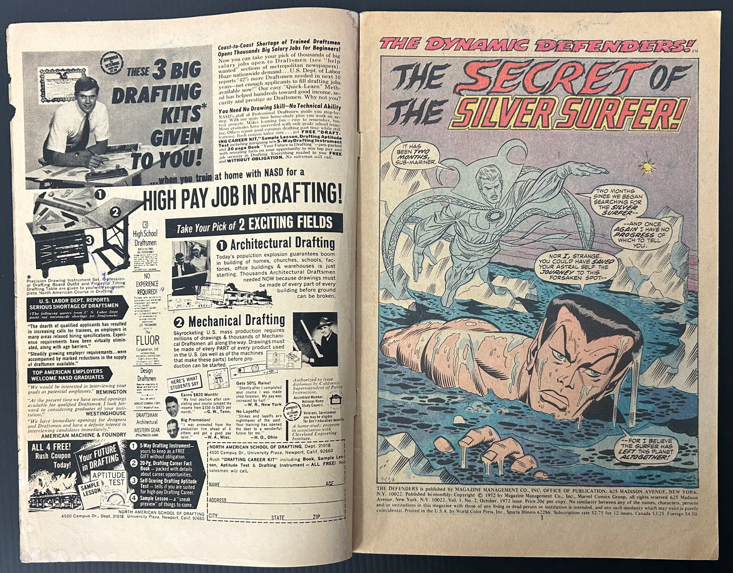 🔑 THE DEFENDERS #2 [MARVEL COMICS] DIRECT *SILVER SURFER JOINS THE DEFENDERS* 1973