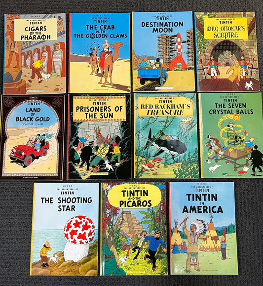Hergé: Tintin Lot of 11 Joy Street Little Brown PBs, American Eds 1970s