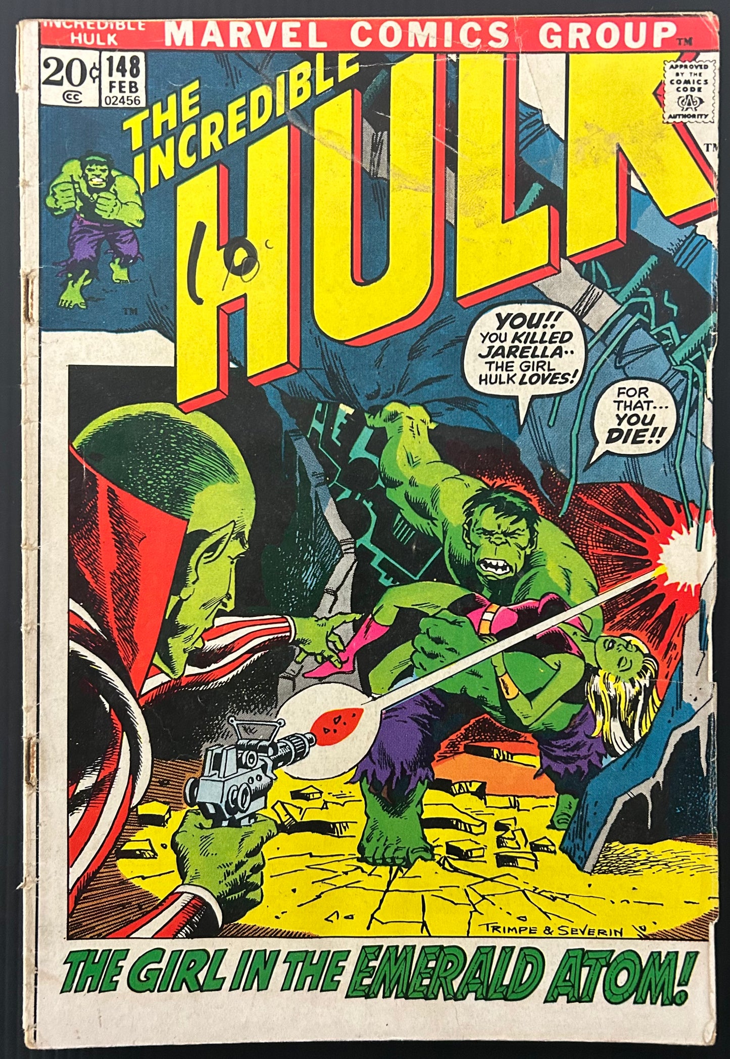 THE INCREDIBLE HULK #148 [MARVEL COMICS] DIRECT 1972 GD/VG