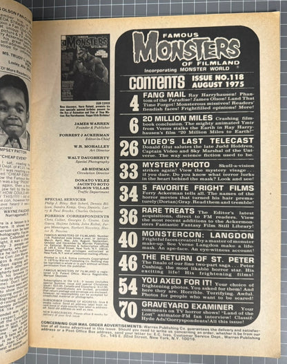 FAMOUS MONSTERS OF FILMLAND #118 [WARREN] HORROR MAGAZINE 1975 FN+