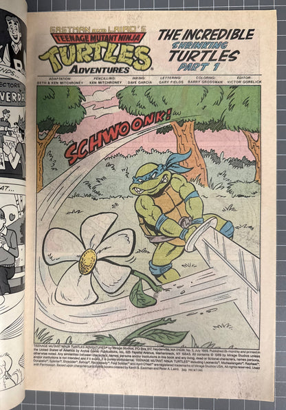 TEENAGE MUTANT NINJA TURTLES ADVENTURES #3 [ARCHIE COMICS] 3RD PRINT 1989 VG/FN