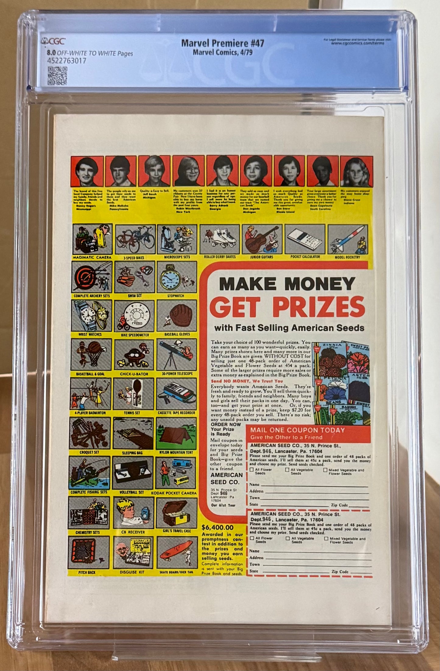 🔑 MARVEL PREMIERE #47 CGC 8.0 [MARVEL] COMIC ***1ST SCOTT LANG ANT-MAN*** 1979