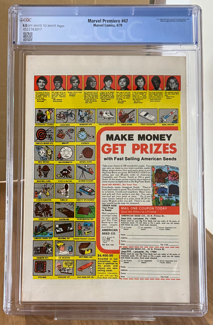 🔑 MARVEL PREMIERE #47 CGC 8.0 [MARVEL] COMIC ***1ST SCOTT LANG ANT-MAN*** 1979