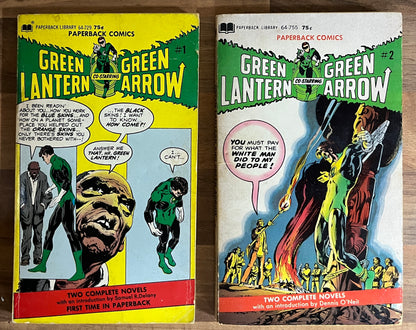 Green Lantern/Green Arrow #1 & 2 Neal Adams (Artist) Paperback Library, 1st Print, 1972