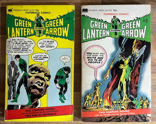 Green Lantern/Green Arrow #1 & 2 Neal Adams (Artist) Paperback Library, 1st Print, 1972