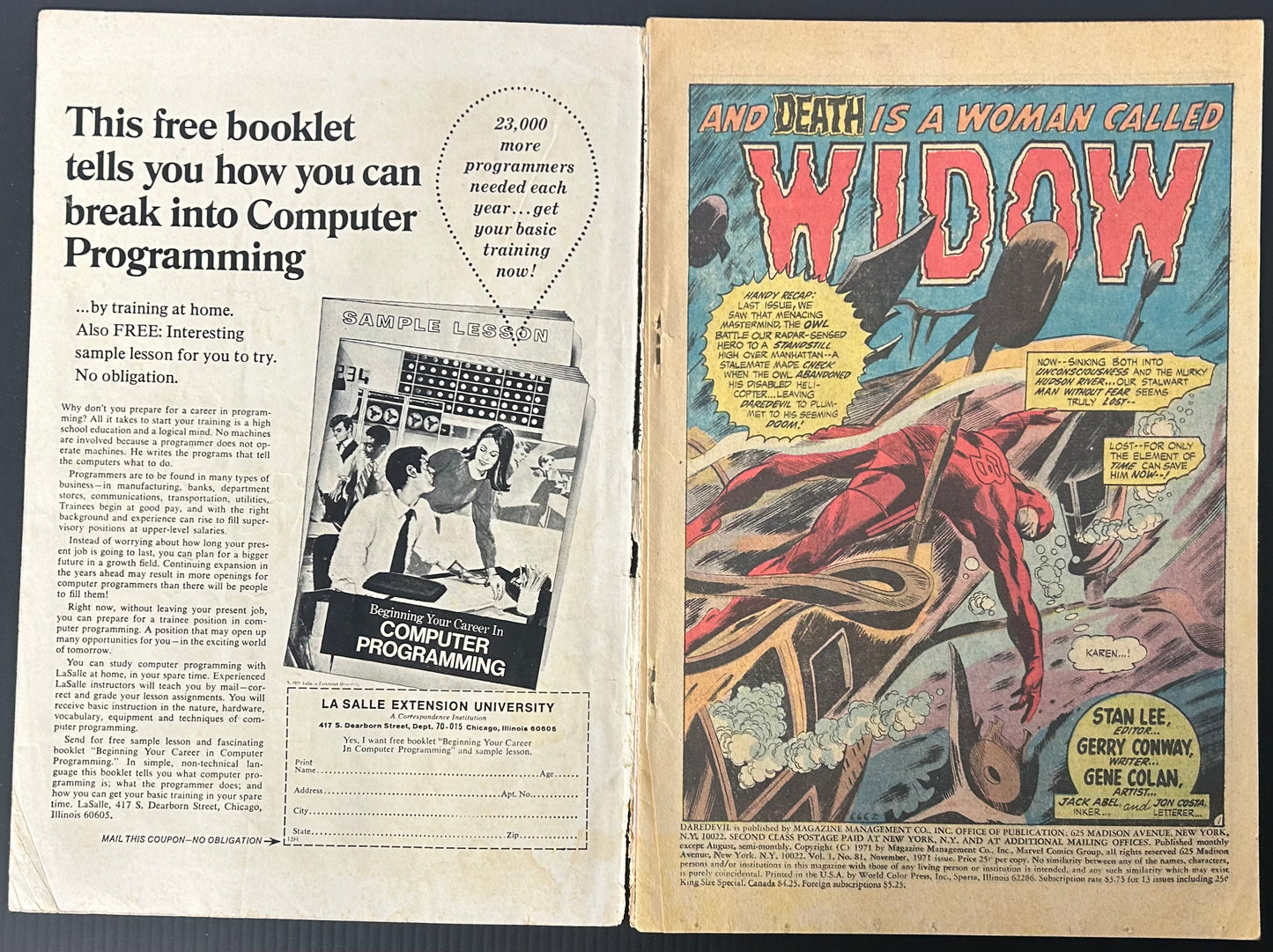 🔑 DAREDEVIL #81 [MARVEL COMICS] *DAREDEVIL X BALCK WIDOW TEAM-UP BEGINS* 1971 GD-