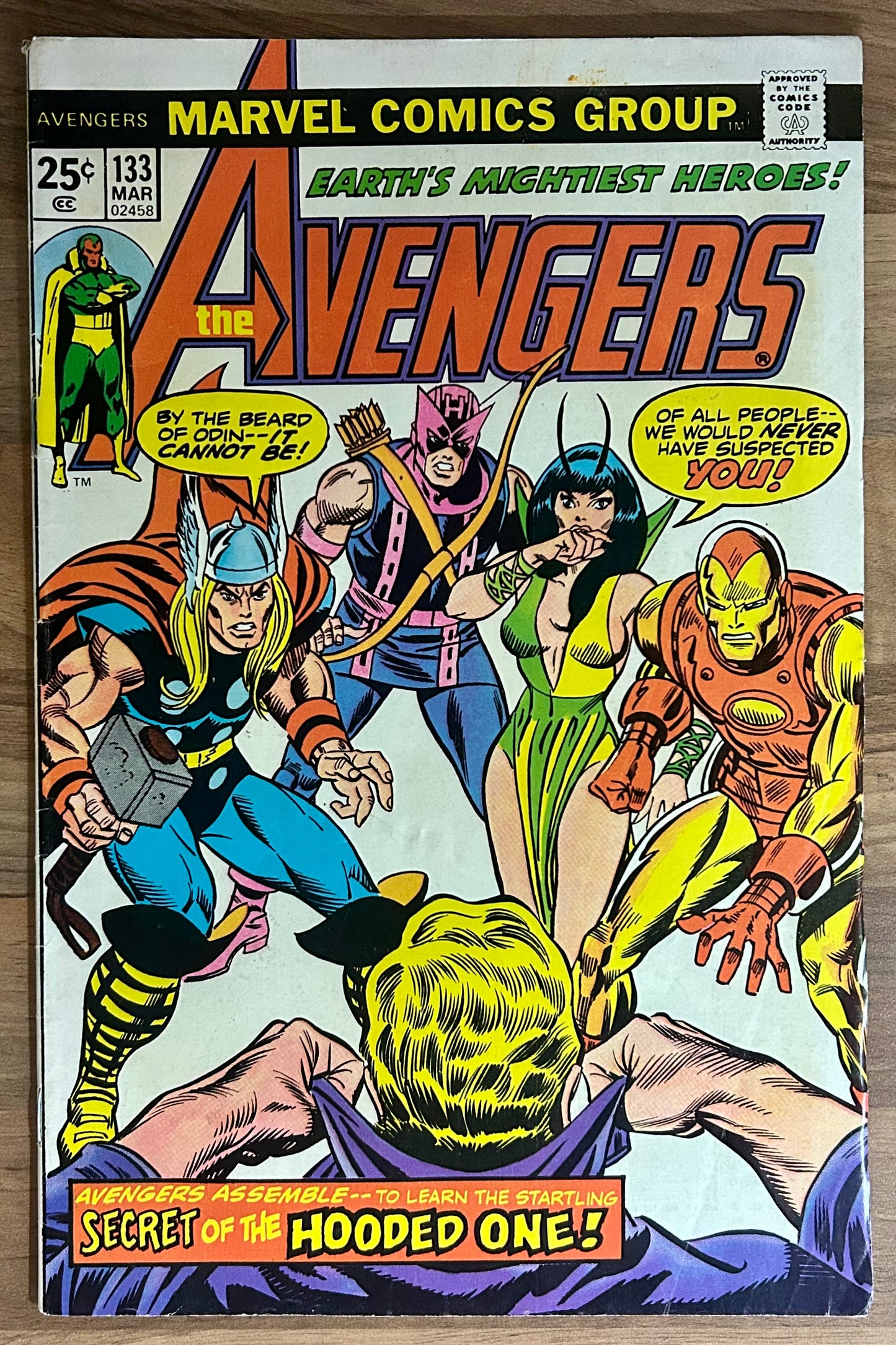 🔑 THE AVENGERS #133 [MARVEL COMICS] *VISION/MANTIS ORIGINS* 1975 FN+