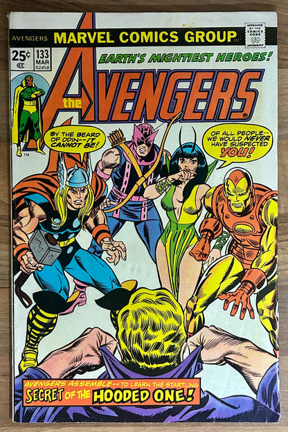 🔑 THE AVENGERS #133 [MARVEL COMICS] *VISION/MANTIS ORIGINS* 1975 FN+