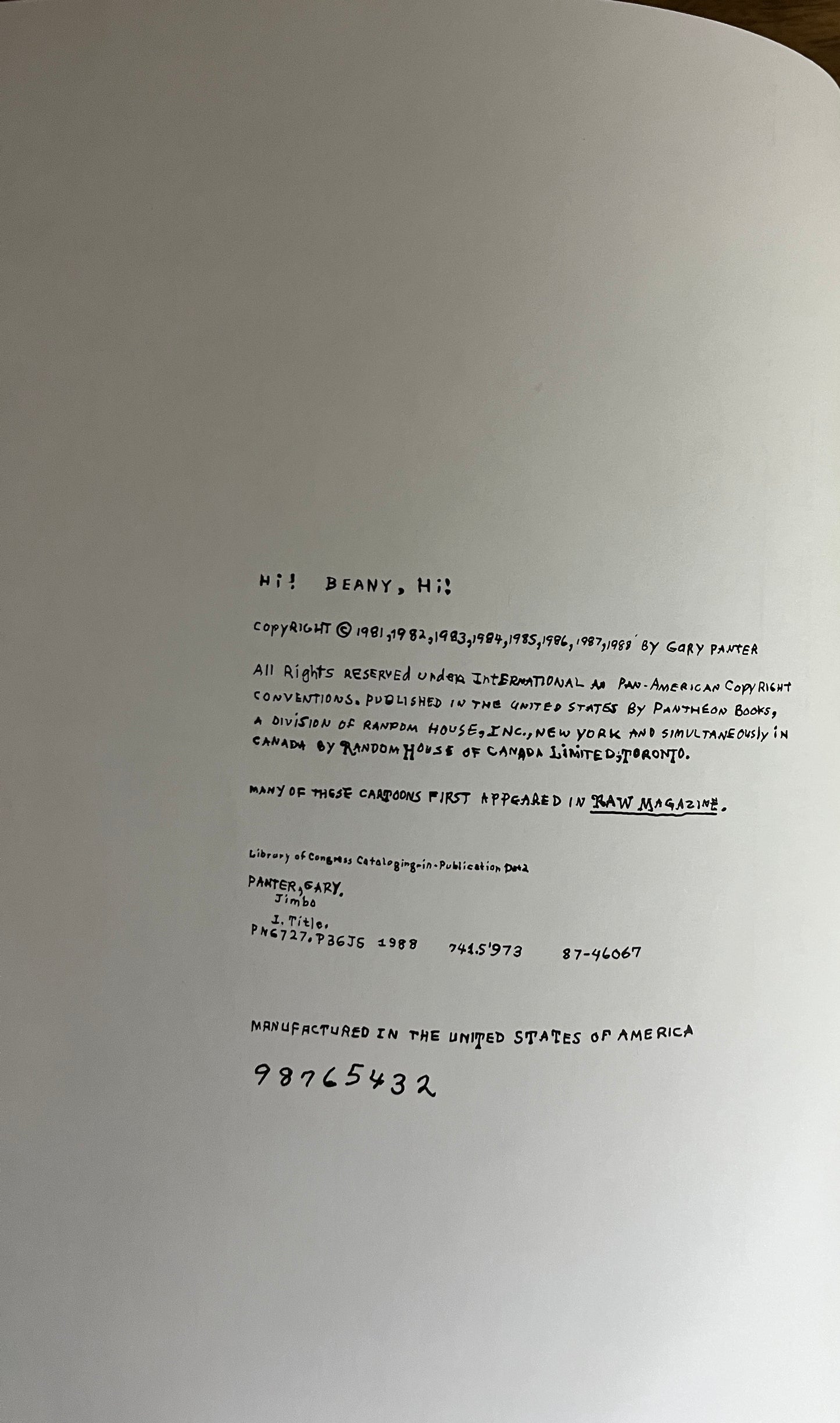 JIMBO: ADVENTURES IN PARADISE - GARY PANTER, 1988 EDITION, RAW PANTHEON