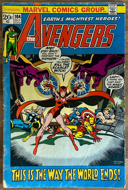 THE AVENGERS #104 [MARVEL COMICS] 1972 GD/VG