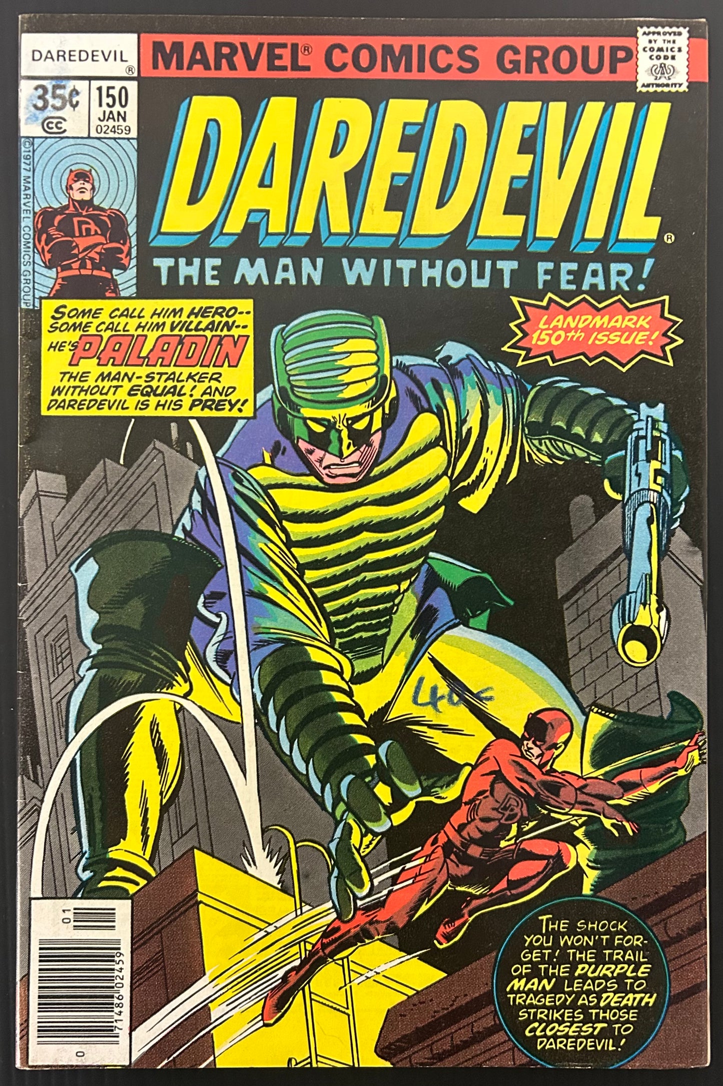 🔑 DAREDEVIL #150 [MARVEL COMICS] NEWSSTAND *1ST APP. PALADIN* 1978 FN/VF