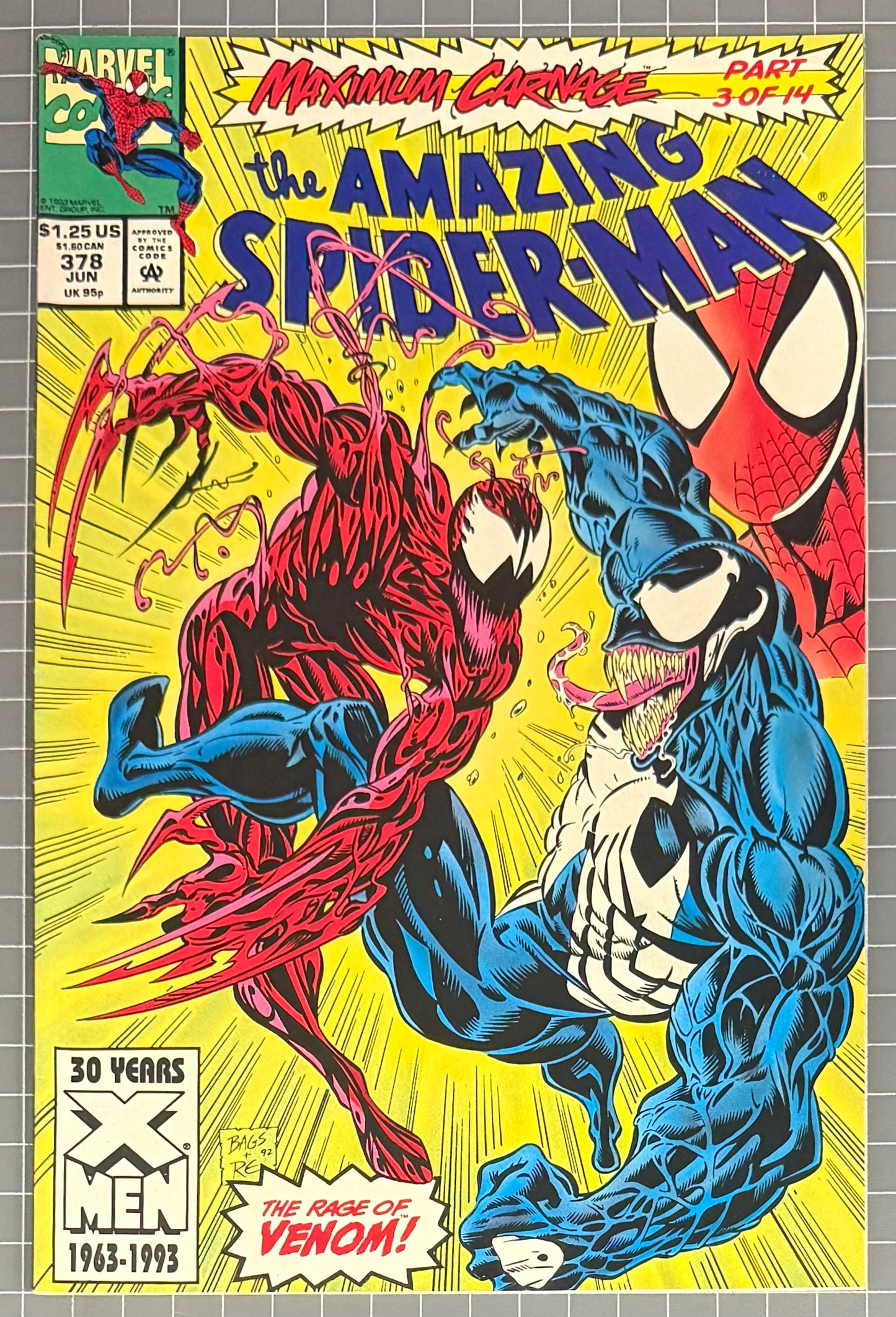 🔑 AMAZING SPIDER-MAN #378 [MARVEL COMICS] *MAXIMUM CARNAGE PART 3* 1993 FN/VF