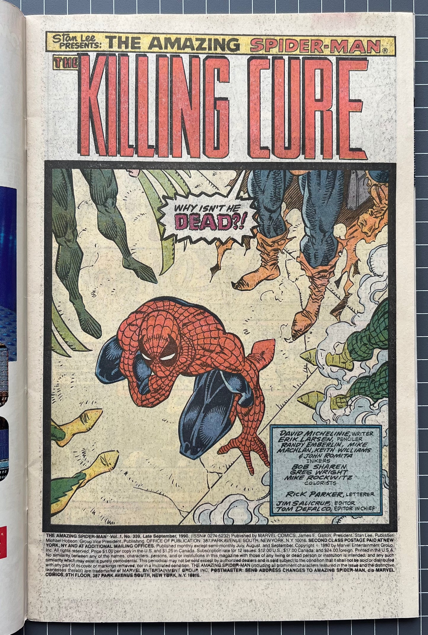 THE AMAZING SPIDER-MAN #339 [MARVEL COMICS] DIRECT 1990 VF-