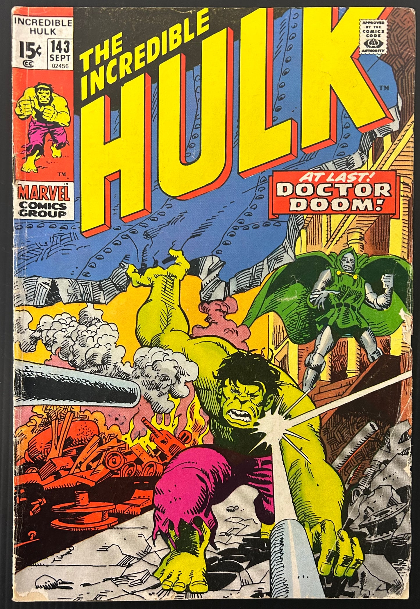 🔑 THE INCREDIBLE HULK #143 [MARVEL COMICS] *1ST MEET DOCTOR DOOM X HULK* 1971 VG-