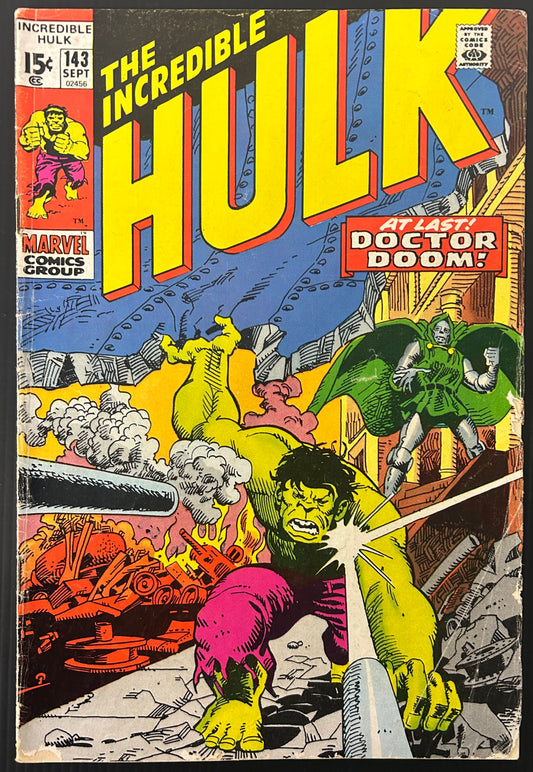🔑 THE INCREDIBLE HULK #143 [MARVEL COMICS] *1ST MEET DOCTOR DOOM X HULK* 1971 VG-