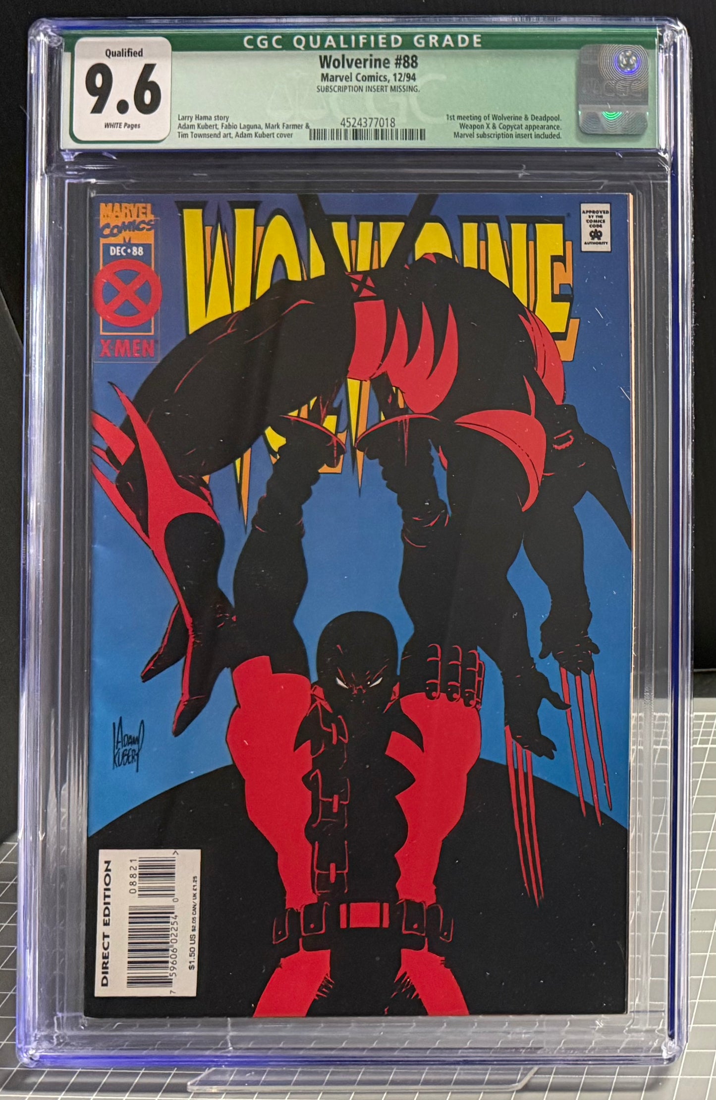 🔑 WOLVERINE #88 CGC 9.6 [MARVEL COMICS] DIRECT *1ST WOLVERINE VS DEADPOOL* 1994