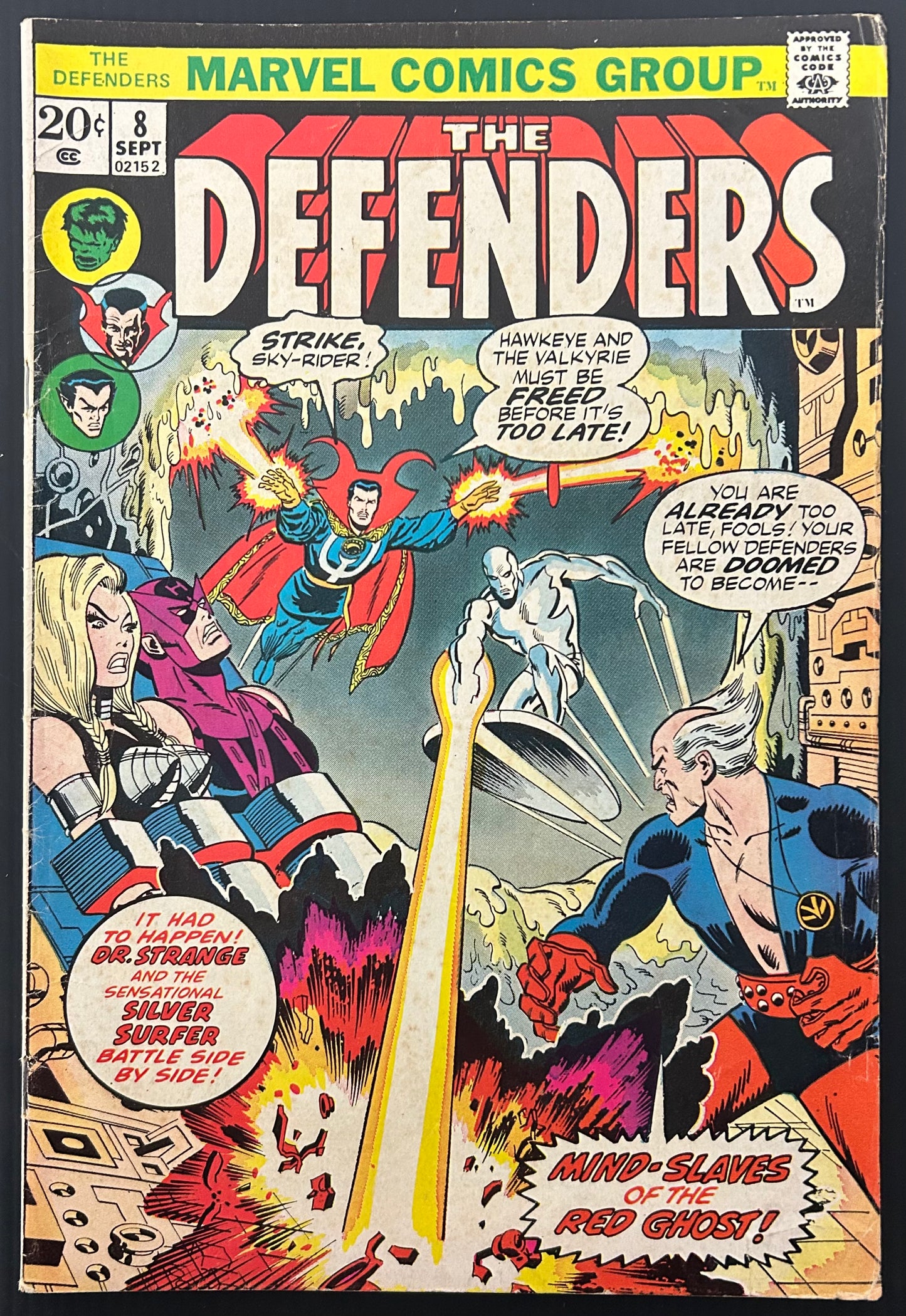 🔑 THE DEFENDERS #8 [MARVEL COMICS] DIRECT *DEFENDERS WAR PART 2* 1973 VG/FN