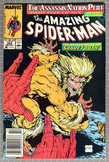 🔑 AMAZING SPIDER-MAN #324 [MARVEL COMICS] *TODD MCFARLANE COVER* 1989 FN