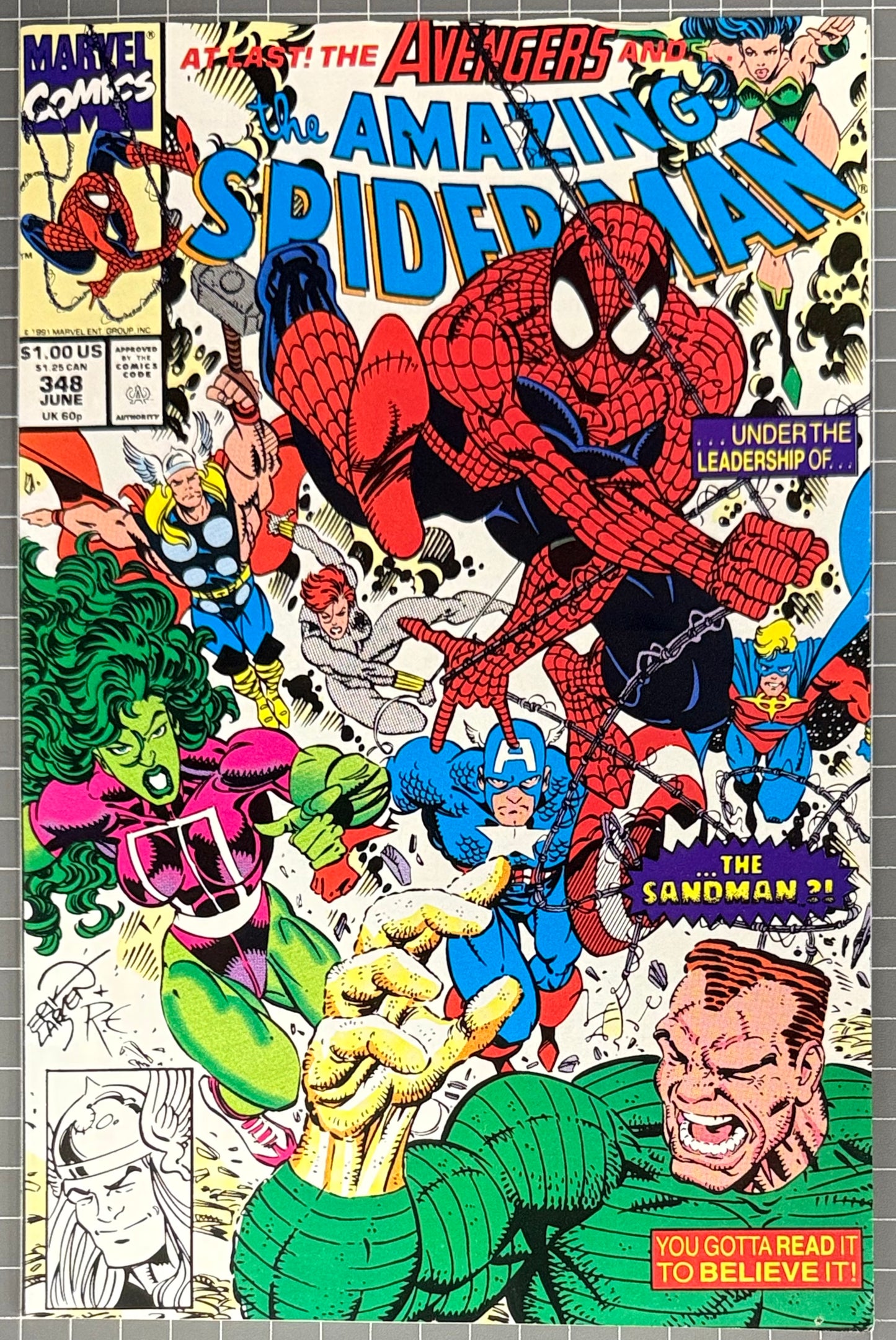 THE AMAZING SPIDER-MAN #348 [MARVEL COMICS] DIRECT 1991 VF