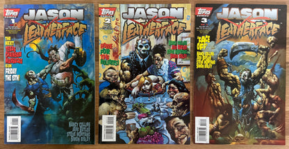 🔑 JASON vs. LEATHERFACE COMPLETE SET #1-3 [TOPPS COMICS] 1995-1996 HIGH GRADE