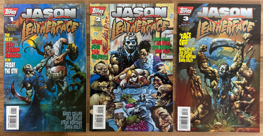🔑 JASON vs. LEATHERFACE COMPLETE SET #1-3 [TOPPS COMICS] 1995-1996 HIGH GRADE