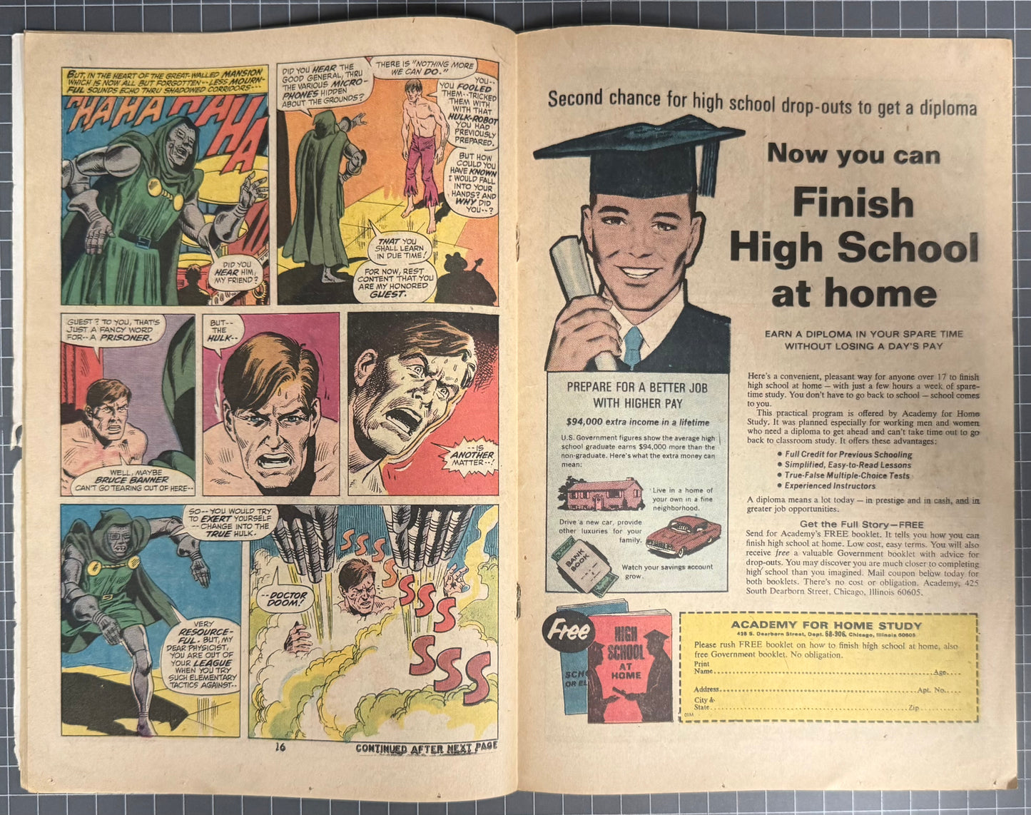🔑 THE INCREDIBLE HULK #143 [MARVEL COMICS] *1ST MEET DOCTOR DOOM X HULK* 1971 GD/VG
