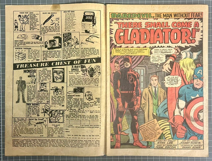🔑  DAREDEVIL #18 [MARVEL COMICS] DIRECT *GLADIATOR DEBUT* 1966 GD/VG