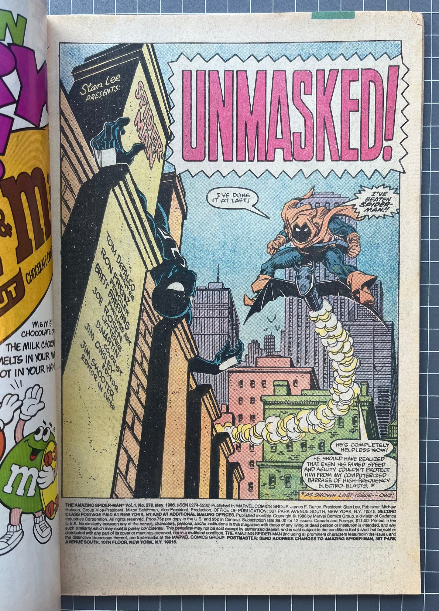 🔑 AMAZING SPIDER-MAN #276 [MARVEL COMICS] *1ST APP. FLASH THOMPSON* 1986 FN