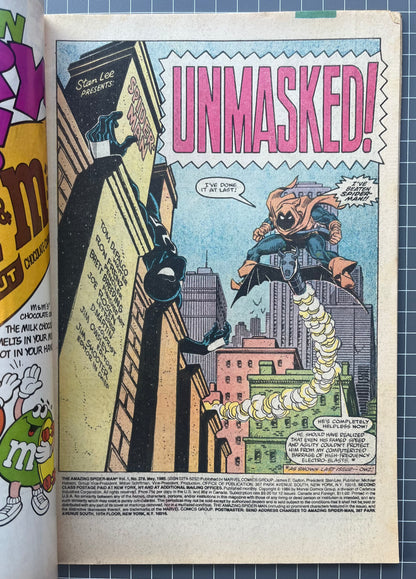 🔑 AMAZING SPIDER-MAN #276 [MARVEL COMICS] *1ST APP. FLASH THOMPSON* 1986 FN