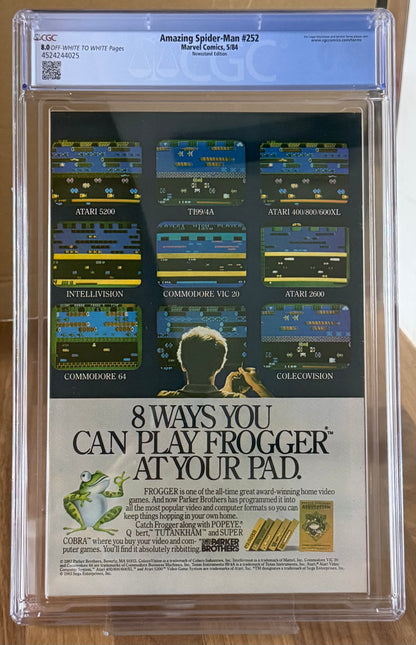 🔑 THE AMAZING SPIDER-MAN #252 CGC 8.0 NEWSSTAND MARVEL COMIC 1ST BLACK COSTUME 1984