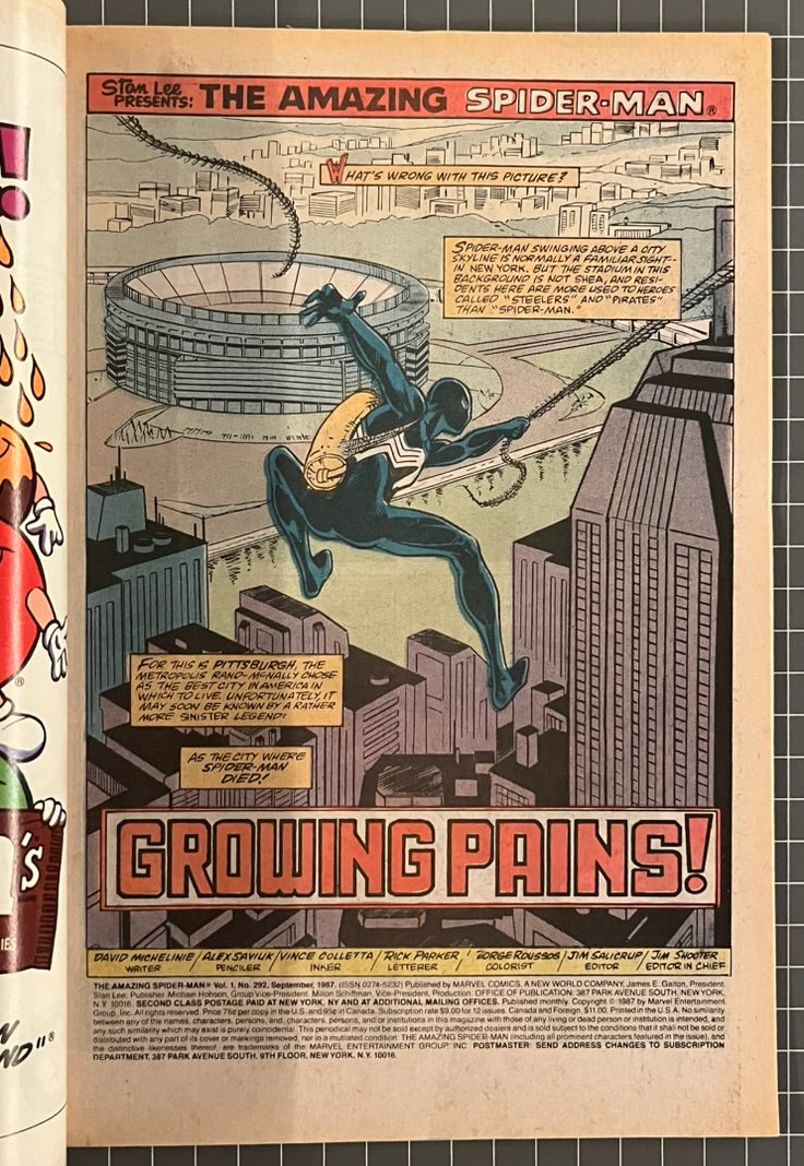 🔑 THE AMAZING SPIDER-MAN #292 [MARVEL COMICS] DIRECT 1987 VF/NM