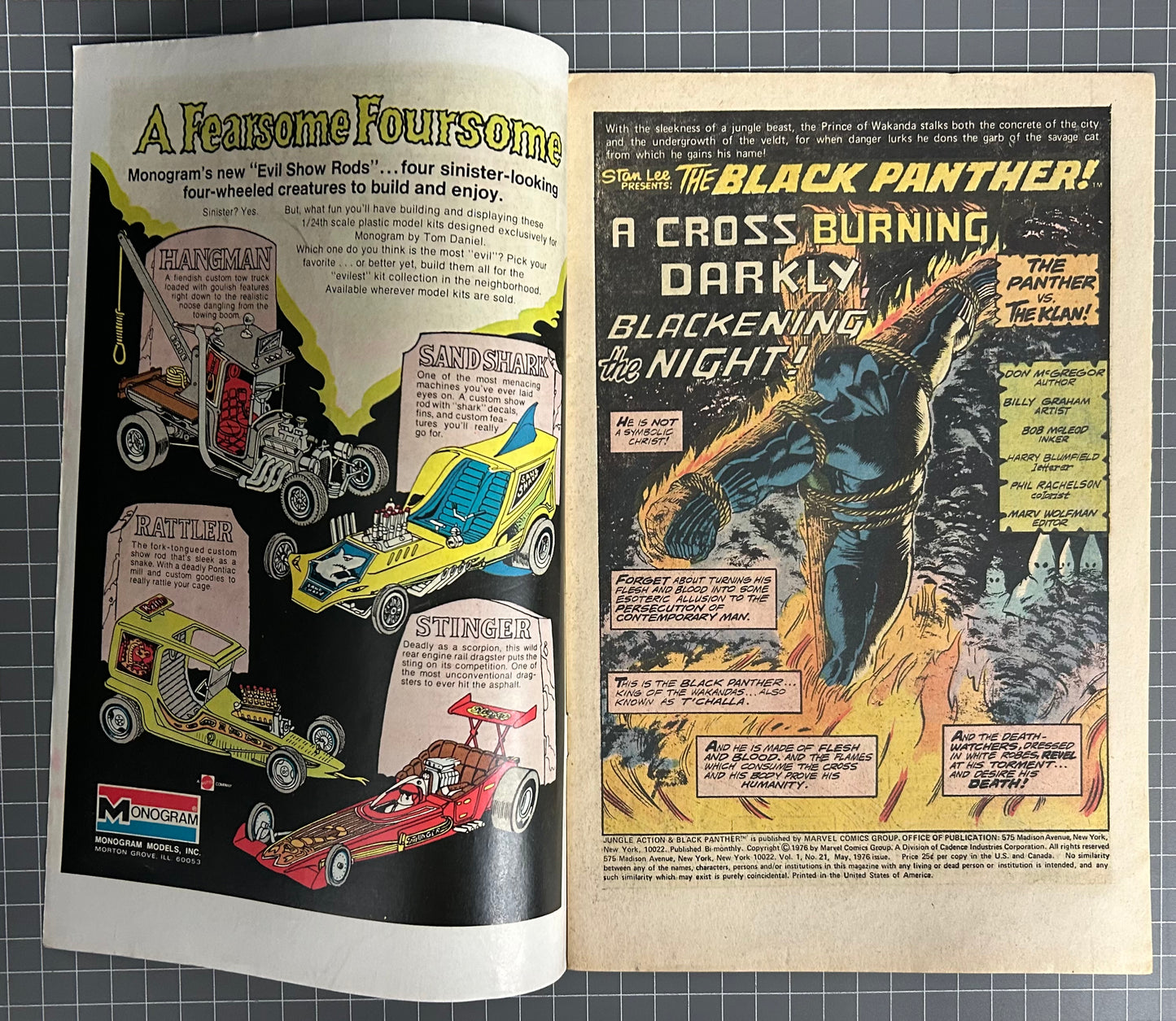 🔑 JUNGLE ACTION #21 [MARVEL COMICS] *BLACK PANTHER VS KU KLUX KLAN* 1976 FN
