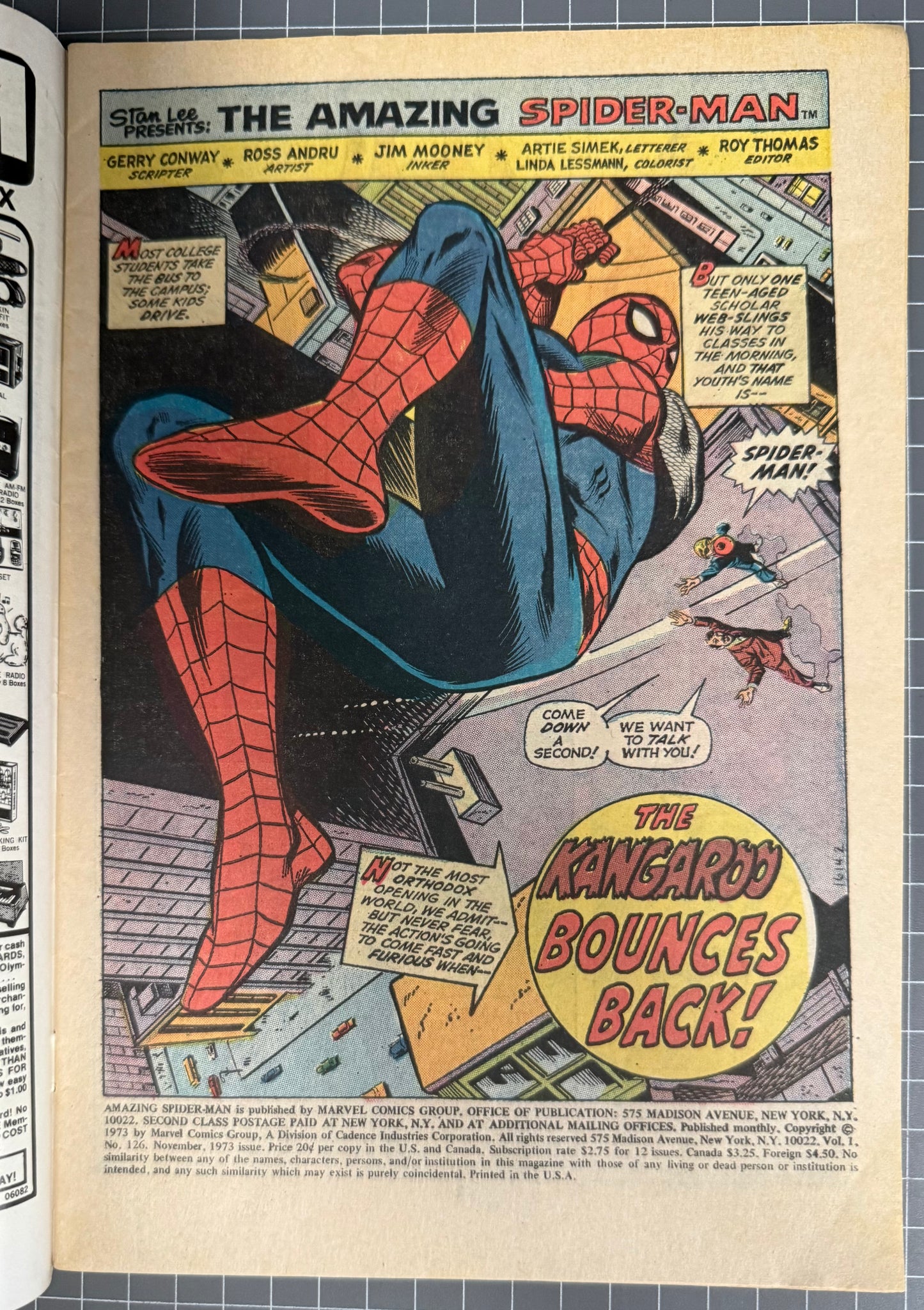 THE AMAZING SPIDER-MAN #126 [MARVEL COMICS] DIRECT 1973 FN/VF