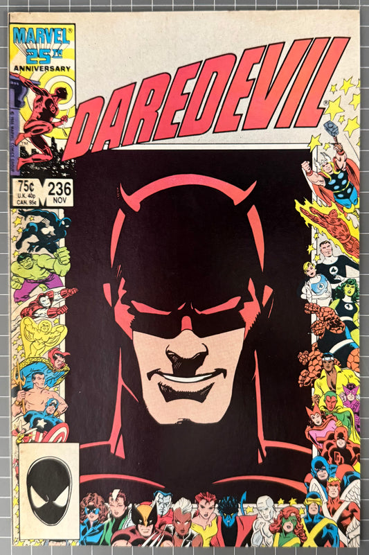 🔑 DAREDEVIL #236 [MARVEL COMICS] DIRECT *25TH ANNIVERSARY* 1986 FN/VF