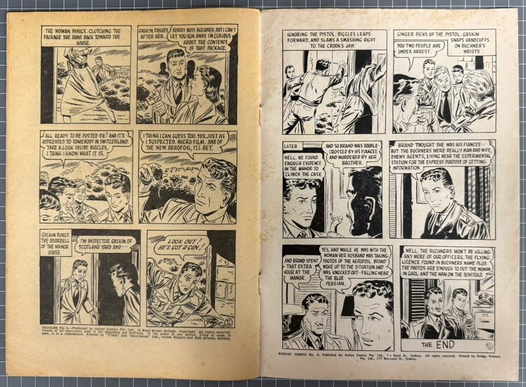 THE ADVENTURES OF BIGGLES #4 [ACTION COMICS] AUSTRALIAN *RARE* PRE-DECIMAL 1953