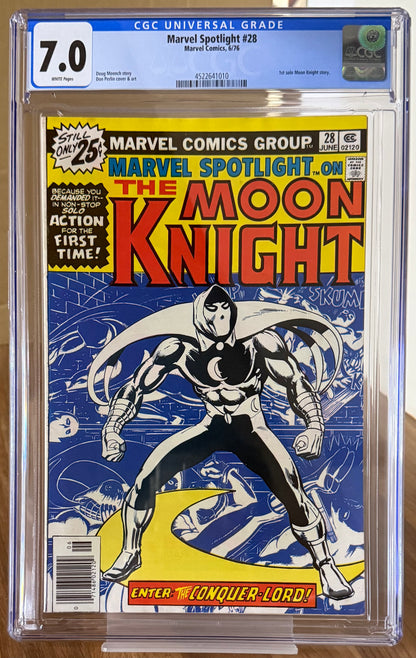 🔑 MARVEL SPOTLIGHT #28 CGC 7.0 [MARVEL] COMIC ***1ST SOLO MOON KNIGHT*** 1976