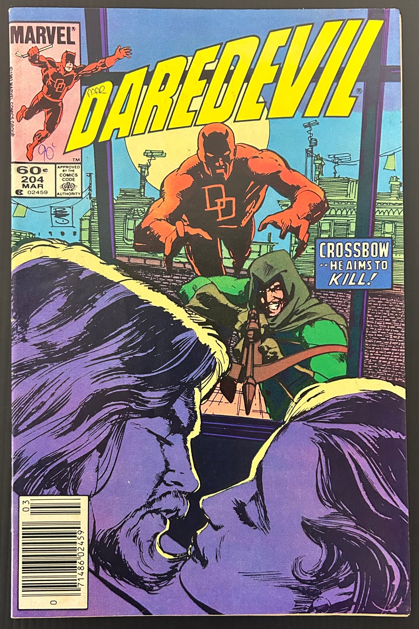 🔑 DAREDEVIL #204 [MARVEL COMICS] NEWSSTAND *1ST APP. CROSSBOW* 1984 FN+