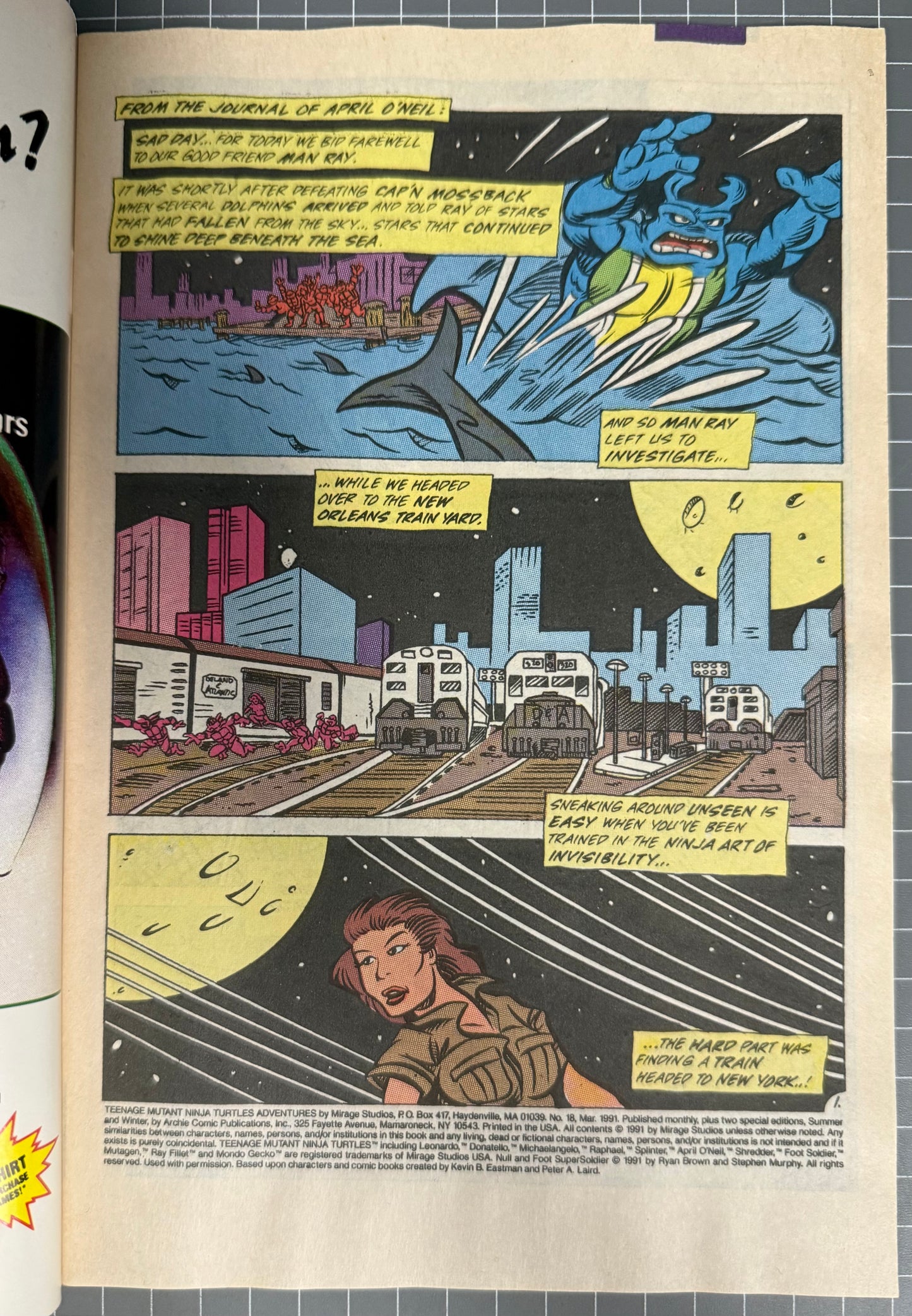 🔑 TEENAGE MUTANT NINJA TURTLES ADVENTURES #18 [ARCHIE] DIRECT COMIC 1991 VF