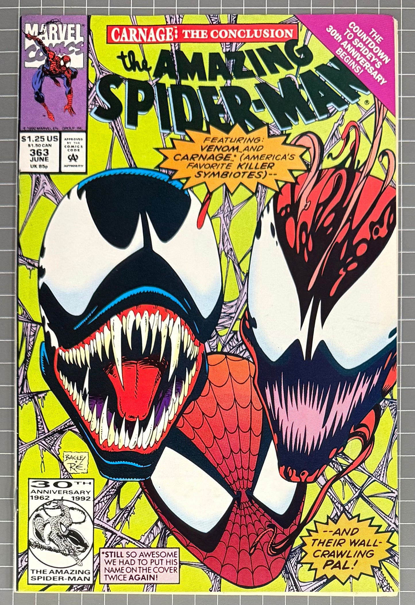 🔑 AMAZING SPIDER-MAN #363 [MARVEL COMICS] DIRECT *3RD APP. CARNAGE* 1992 NM-