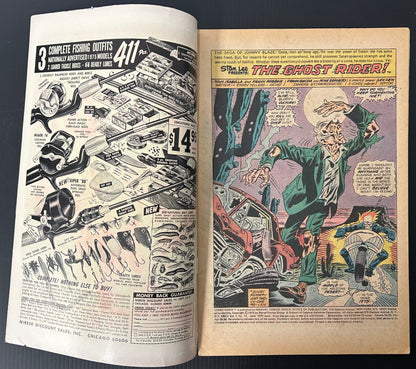 🔑 GHOST RIDER #12 [MARVEL COMICS] DIRECT *PHANTOM EAGLE'S DEATH* 1975 VG/FN