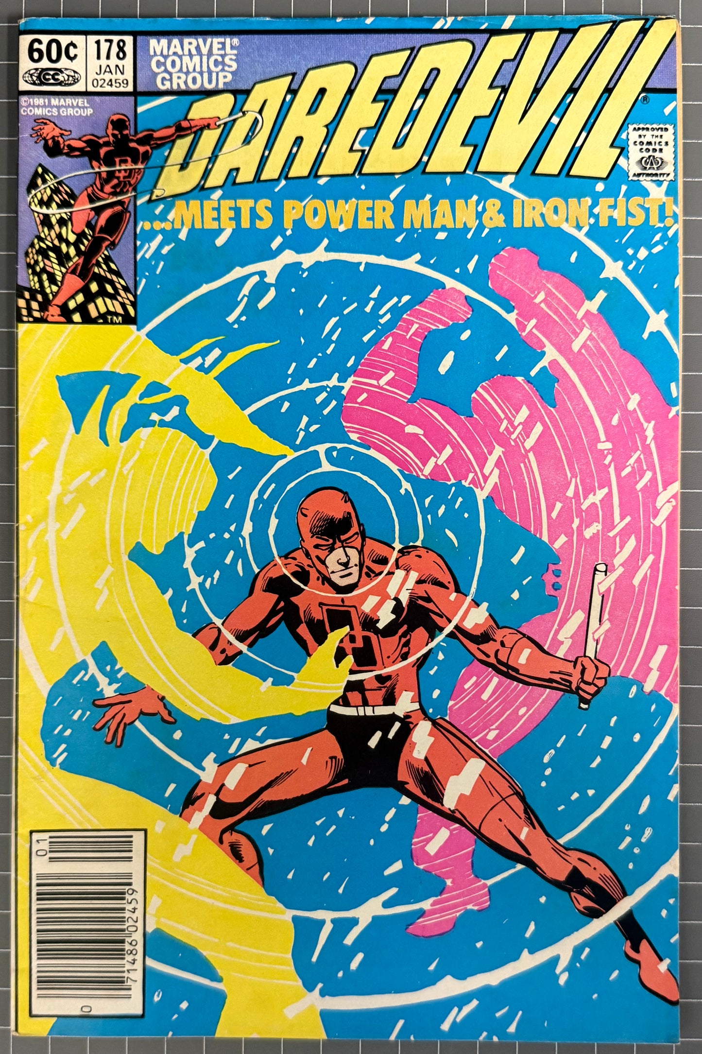 🔑 DAREDEVIL #178 [MARVEL COMICS] NEWSSTAND *DAREDEVIL X HEROES FOR HIRE* 1982
