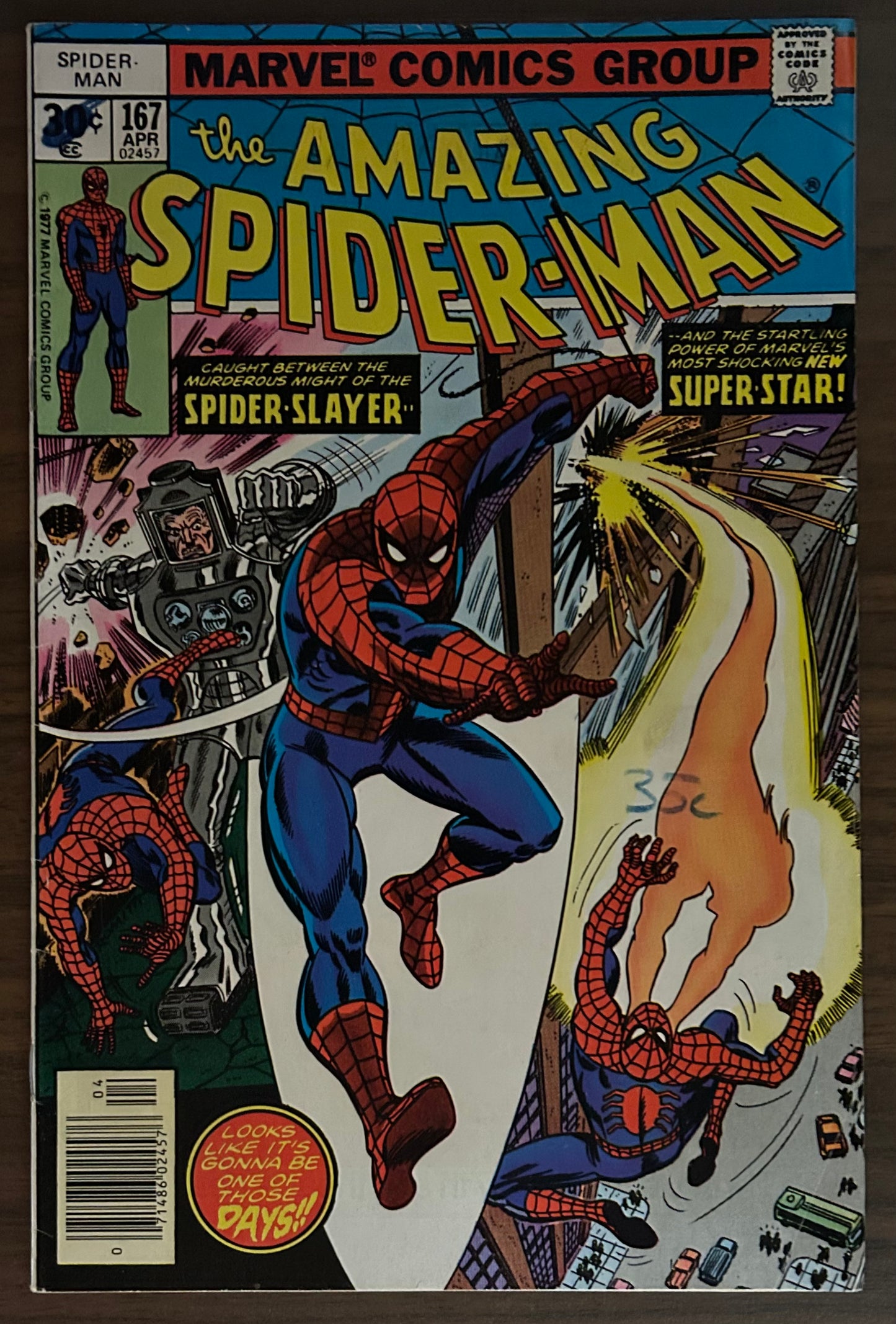 🔑 THE AMAZING SPIDER-MAN #167 [MARVEL COMICS] *WILL O' THE WISP DEBUT* 1977