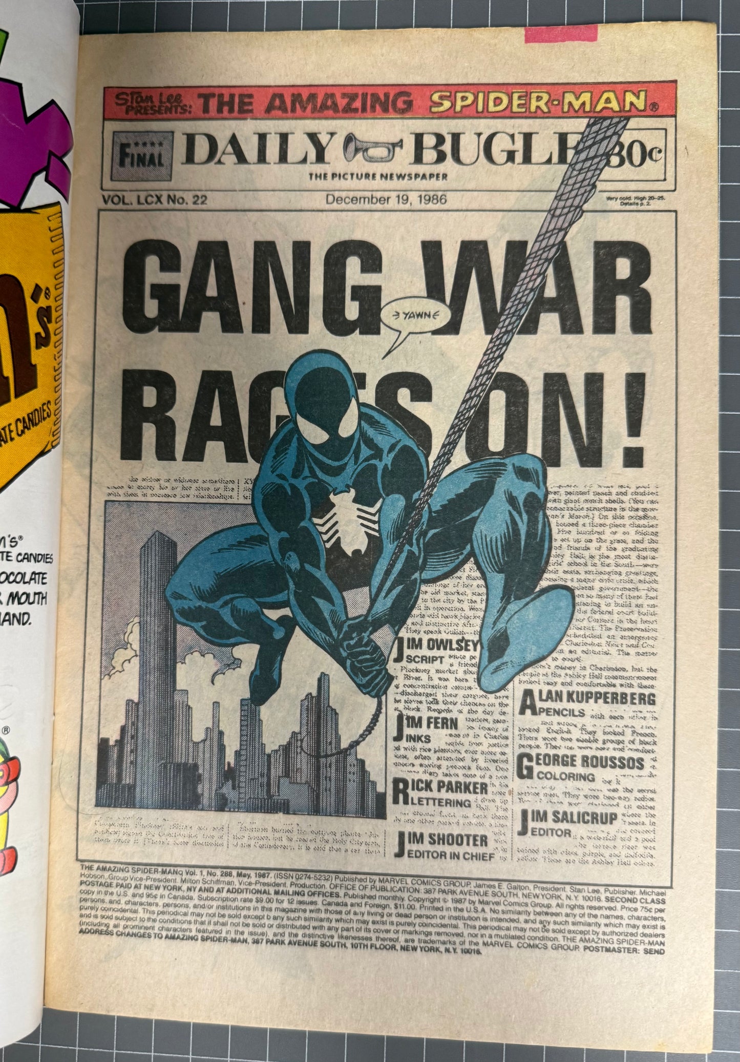 THE AMAZING SPIDER-MAN #288 [MARVEL COMICS] *GANG OF WAR PART 5* 1987 VG/FN