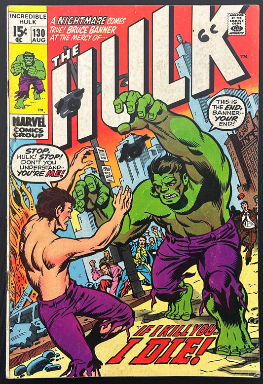 THE INCREDIBLE HULK #130 [MARVEL COMICS] DIRECT 1970 GD/VG