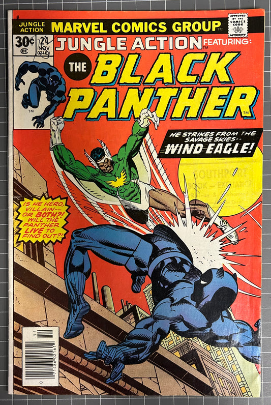 🔑 JUNGLE ACTION #24 [MARVEL COMICS] *WIND EAGLE DEBUT* NEWSSTAND 1976 FN+