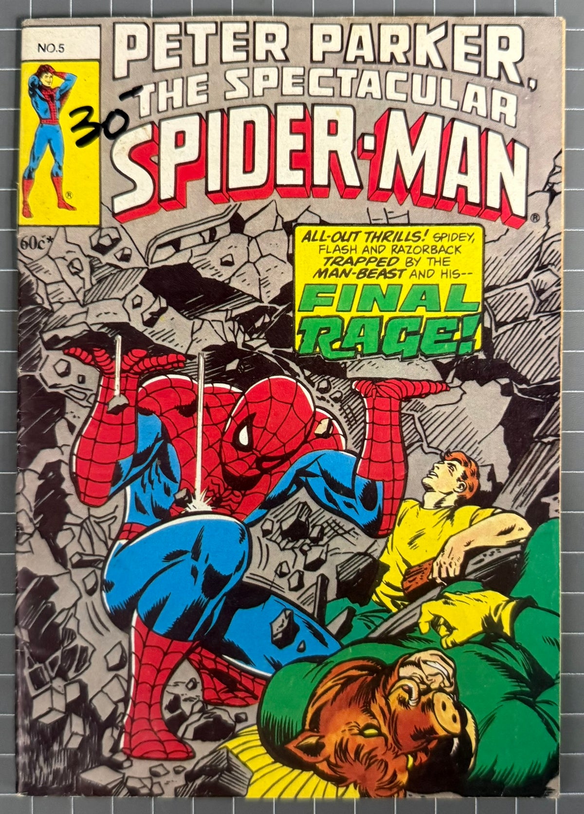 🔑 PETER PARKER SPECTACULAR SPIDER-MAN #5 [YAFFA] *1ST RAZORBACK* COMIC 1980